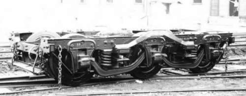 ジャクソン・シャープの1900年(明治33年)製台車。Jackson and Sharp truck for passenger car.