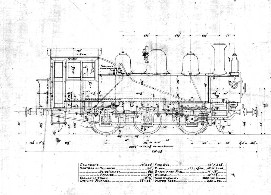 天賞堂製0-6-0車軸配置のCタンク機に良く似たピッツバーグ製機関車の図面。