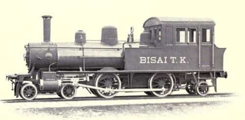 ブルックス製蒸気機関車(尾西鉄道1号機)。Brooks made locomotive, Bisai Ry of Japan.