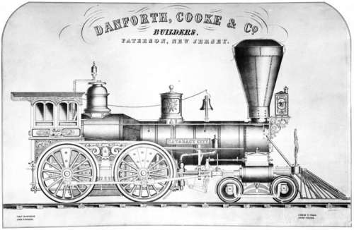 ダンフォース・クック製機関車のエッチング画