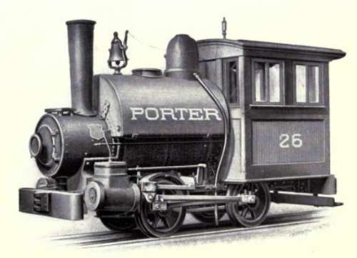 ポーター(H.K.Porter)製サドルタンク機関車(所謂亀の子機関車)。Porter made saddle tank locomotive.