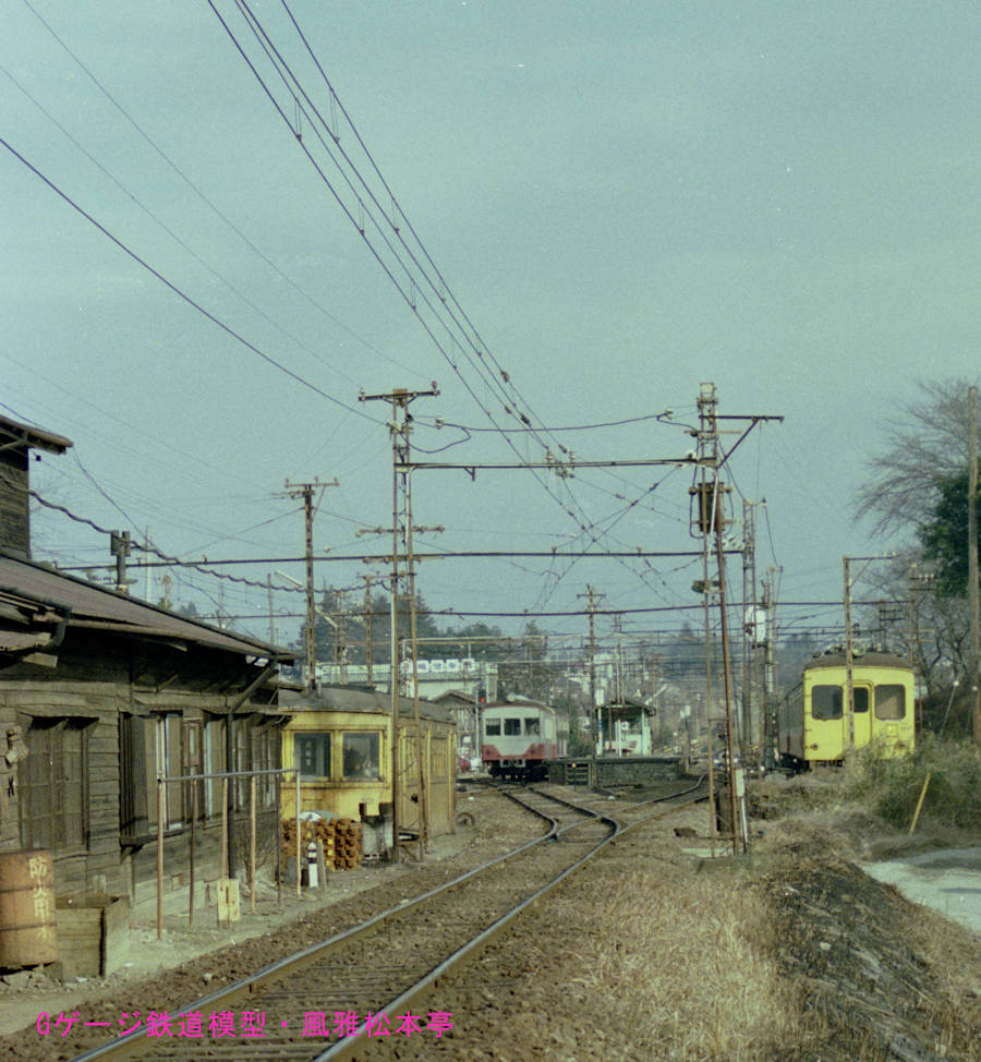 上毛電気鉄道大胡駅(おおご：群馬県勢多郡大胡町)構内、1986年(昭和61年)1月撮影。