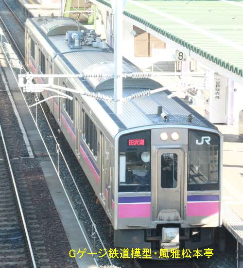JR東日本クハ700-5003(手前)＋クモハ701-5003(奥)。2016年(平成28年)4月、JR田沢湖線盛岡(もりおか：岩手県盛岡市)駅にて撮影。