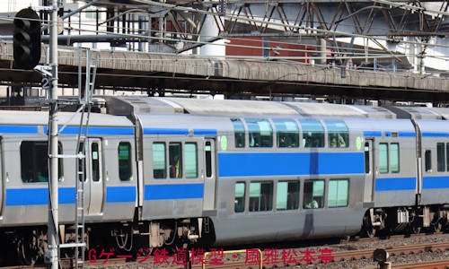 JR東日本サロE531-16。2023年(令和5年)2月、JR常磐線日暮里(にっぽり：東京都荒川区)駅にて撮影。