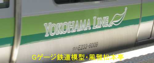 横浜線用E233系6000番代車の車体側面ロゴ。2014年(平成26年)6月撮影。