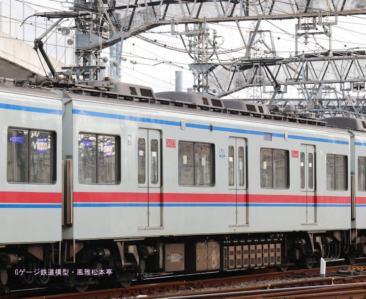 京成電鉄モハ3427。2017年(平成29年)1月、京成電鉄高砂電車区(東京都葛飾区)にて撮影。