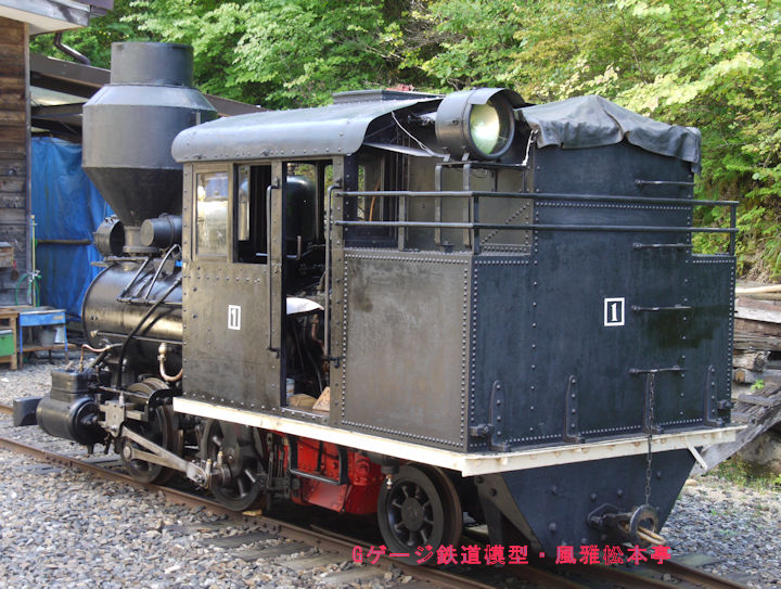 赤沢森林鉄道一号機、ボールドウィン(Baldwin)製のリアタンク機。2010年(平成22年)9月、赤沢森林鉄道(長野県木曽郡上松町)にて撮影。