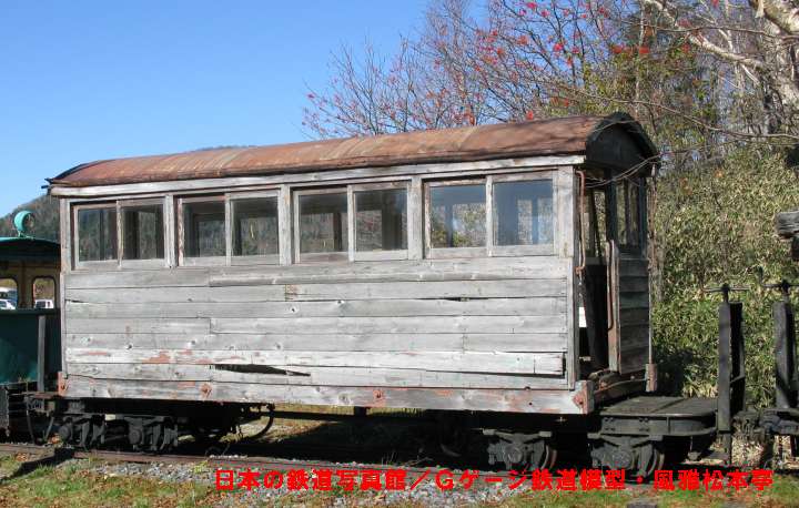 遠山森林鉄道の客車。2008年(平成20年)11月、「ハイランドしらびそ(長野県飯田市)」にて撮影。