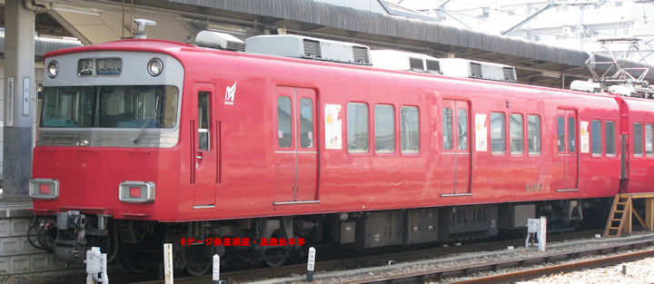 名古屋鉄道ク6406。2009年(平成21年)8月、名鉄名古屋本線伊奈(いな：愛知県豊川市)駅にて撮影。