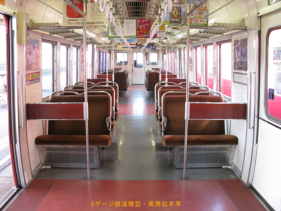 名古屋鉄道ク6501の車内。2009年(平成21年)8月撮影。