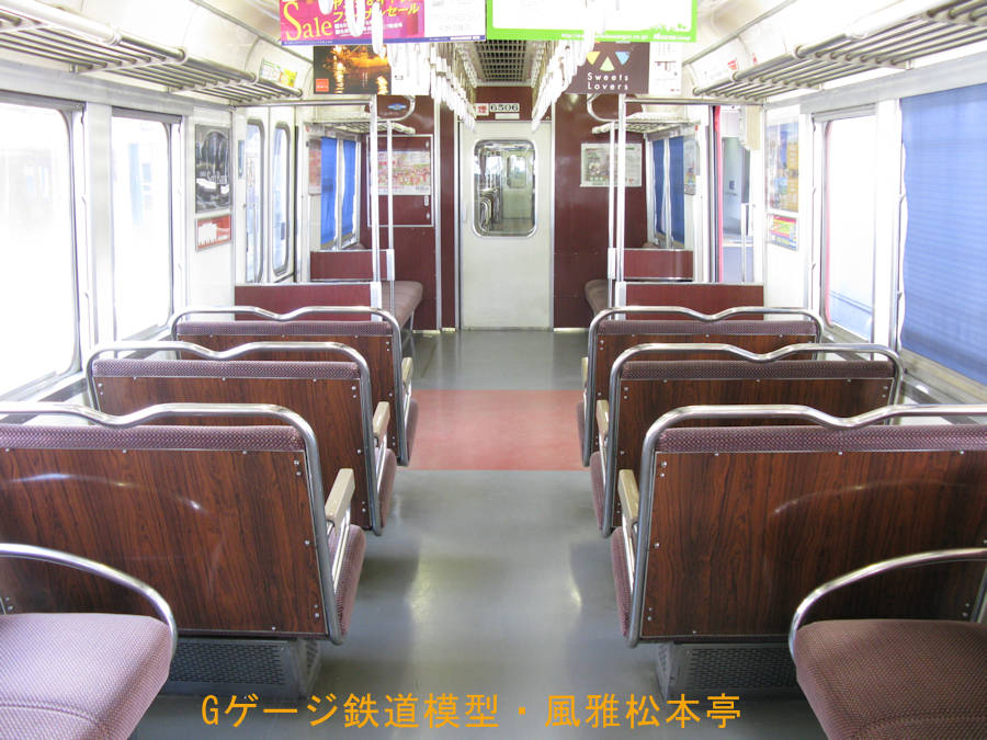 名古屋鉄道ク6506の車内。2009年(平成21年)8月撮影。