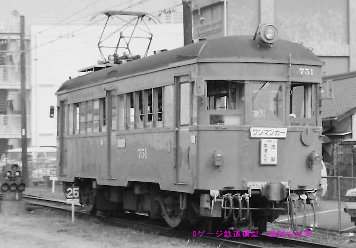 名古屋鉄道モ751。1987年(昭和62年)10月、名鉄岐阜市内線忠節(ちゅうせつ：岐阜県岐阜市)駅付近にて撮影。