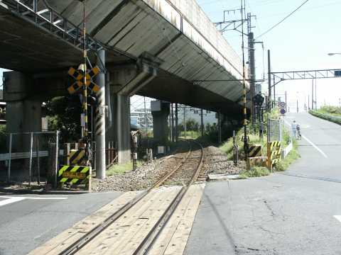 尻手短絡線と横須賀線の立体交差部分。2003年(平成15年)9月撮影。