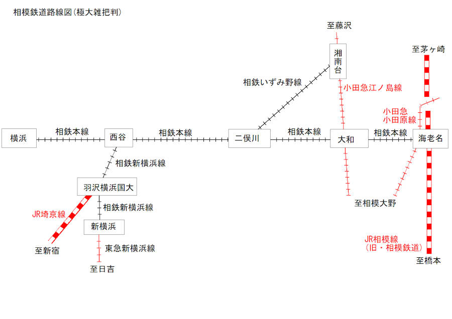 相模鉄道路線図。2023年(令和5年)10月作成。