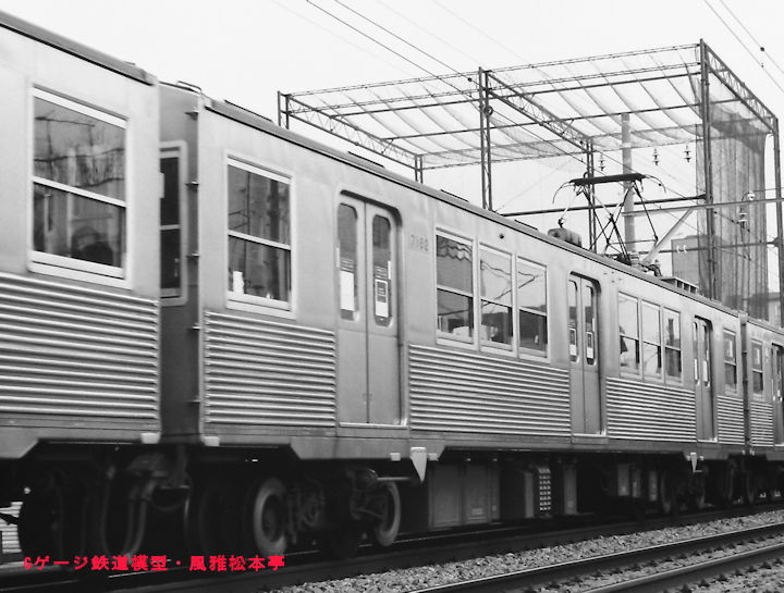 東京急行デハ7162。1988年(昭和63年)1月、東急大井町線尾山台(おやまだい：東京都世田谷区)駅付近にて撮影。