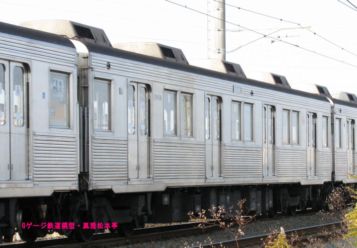 東京急行サハ8958。2007年(平成19年)12月、東武鉄道日光線幸手(さって：埼玉県幸手市)駅＝杉戸高野台(すぎとたかのだい：埼玉県北葛飾郡杉戸町)駅間にて撮影。
