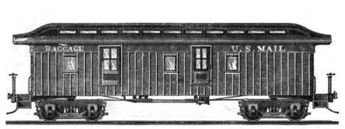 Baggage-RPO(郵便荷物車)、1871年版カー・ビルダーズ・ディクショナリーより。