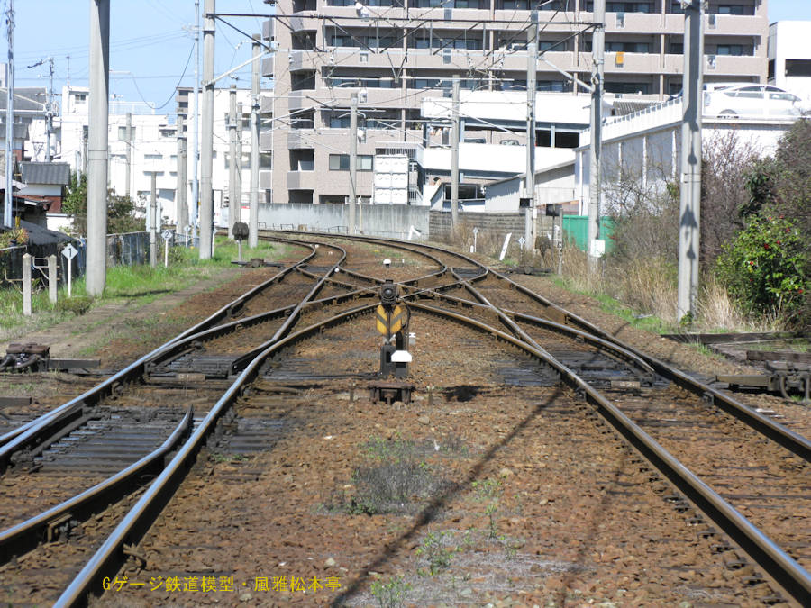 ダブルクロス。2009年(平成21年)3月、JR予讃線松山(まつやま：愛媛県松山市)駅にて撮影。